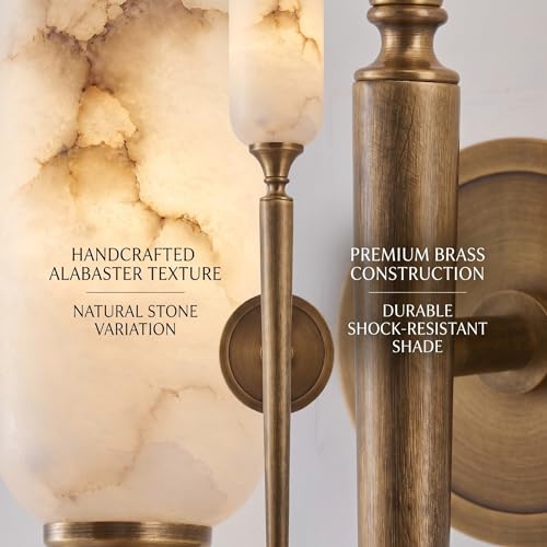 Image of Luxury Natural Spanish Alabaster Wall Sconce 22in