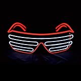 Lerway Black Frame Neon El Wire LED Light Up Shutter Glasses Two Colors+ Standard Controller (White + Red)