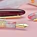 Hongdian N9 Fountain Pen, Long Blade Medium Nib Gold Trim, Fresh Candy Color & Acrylic Design with Converter and Metal Pen Box Set