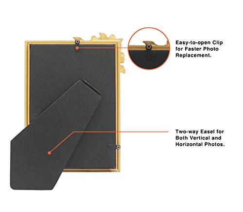 Gifty Gifty Vintage Grey Thin Boarder Floral Photo Frame / 4X6 In | For Vertical And Horizontal Display On Tabletops | Perfect For Home Decor, Wedding, Graduation, Or Milestone Photos #TOP3