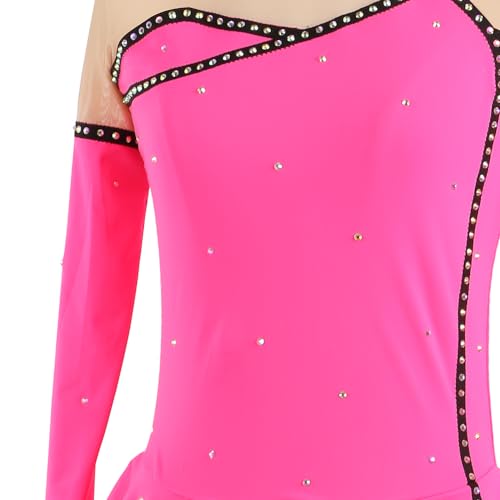 ZAGITOVA Vestido de patinação artística para mulheres, meninas, roupas de patinação no gelo, manga c