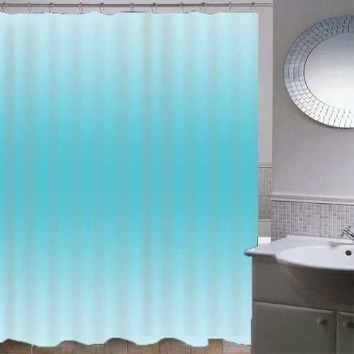 Rideau de salle de bain en polyester bleu à motif géométrique - 4