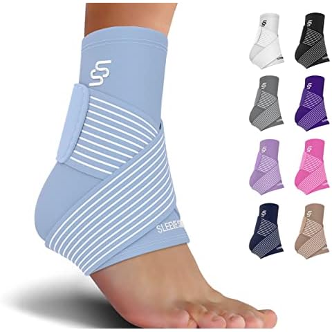 Sleeve Stars Ankle Brace Achilles Tendonitis Support, Foot & Plantar Fasciitis Ankle Support for Sprained Ankle w/ Strap, Heel Bandage Pain Relief, Ankle Tape & Compression Wrap for Men & Women Cover