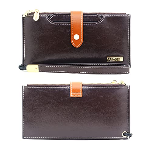 ANDOILT Wallets for Women Genuine Leather Wallet RFID Blocking Bifold Multi Card Case Purse with Zipper Pocket Handbag4
