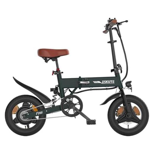 ESKUTE F200 Bicicleta Eléctrica Plegable de 14", Ebike Urbana de 36V 7.8Ah con Pantalla LCD, Velocidad Máxima de 25km/h, Asiento Ergonómico, Autonomía de hasta 50KM, Bici Electrica para Adultos,Verde