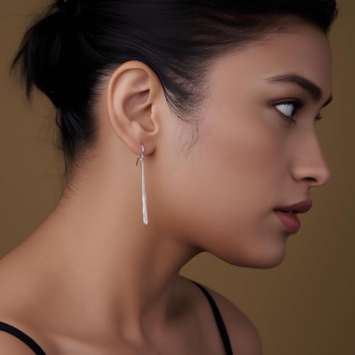 LeCalla 925 Sterling Silver Earrings | Tapered Wrinkle Design | Lightweight Statement Hammered Teardrop Earrings for Women | Textured Drop Dangle Jewelry Gifts3