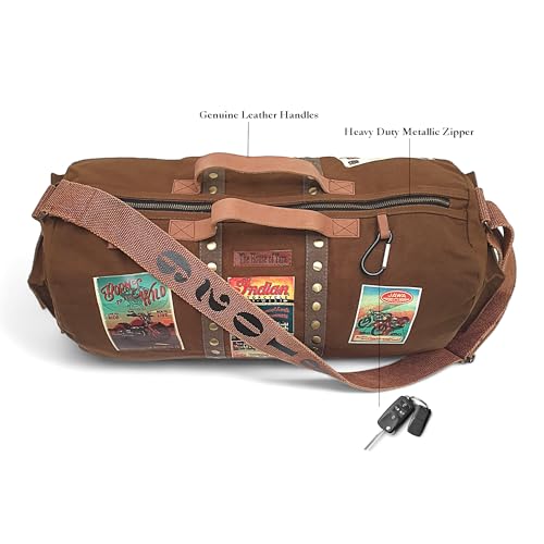 Image of The House of Tara Canvas Travel Duffle Bag 25 litres | Sports Duffel | for Men and Women | Adjustable Broad Strap | Gym Bag | Airline Carry On Luggage | Quick Access Pockets | Khaki