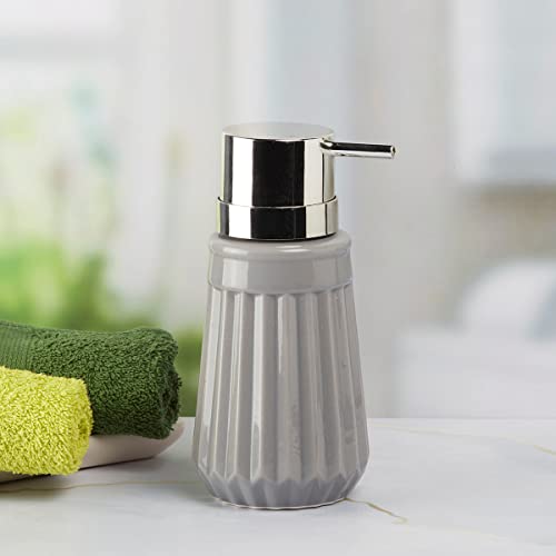 Image of Kookee Ceramic Soap Dispenser with Pump for Kitchen, Bathroom, & Wash Basin, Designer Refillable for Liquid Handwash, Shampoo & Lotion, Leakproof, Set of 1 (6034)