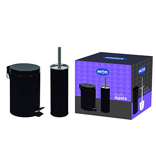 Conjunto Ágata Lixeira 3 Litros E Escova Para Higienização De Vaso Sanitário Pre Mor