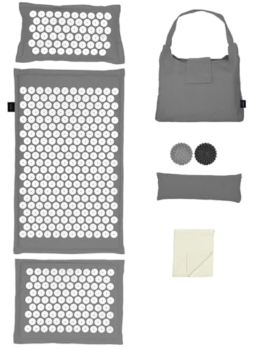 LifeGoods Eco - Esterilla de acupresión con cojín, alfombrilla de acupresión, alfombrilla de acupresión, esterilla de acupuntura, esterilla de masaje, espalda y púas, estera de faquir