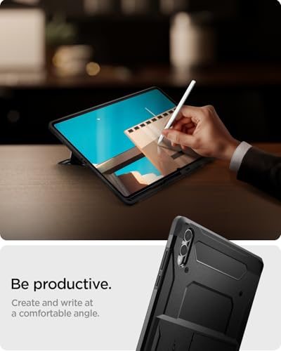 Image of Spigen Tough Armor Pro | Samsung Galaxy Tab S11 Ultra Case [S Pen Holder] [Kick Stand] 11 inch Protective Back Cover | TPU+PC - Black