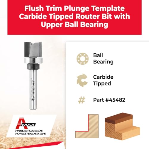 Image of Amana Tool - 45482 Carbide Tipped Flush Trim Plunge Template 5 /8 Dia x 1 /2 x 1 /4 inch Shan