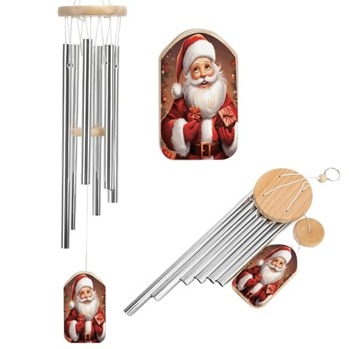 Outdoor Wind Chimes, Santa Claus Xmas Gifts Printed Wind Chimes,Simple Wind Chimes,Curtain Wind Chimes for Home Decoration