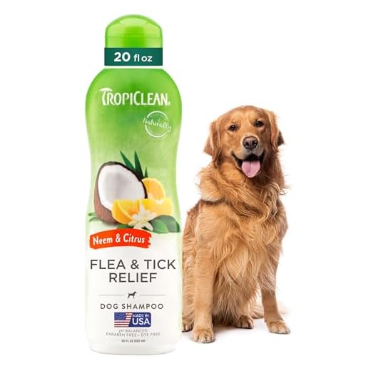 TropiClean Citrus & Neem Oil Flea Shampoo for Dogs | Tick and Flea Bite Relief for Dogs | Natural Dog Shampoo Derived from Natural Ingredients | Made in the USA | 20 oz.