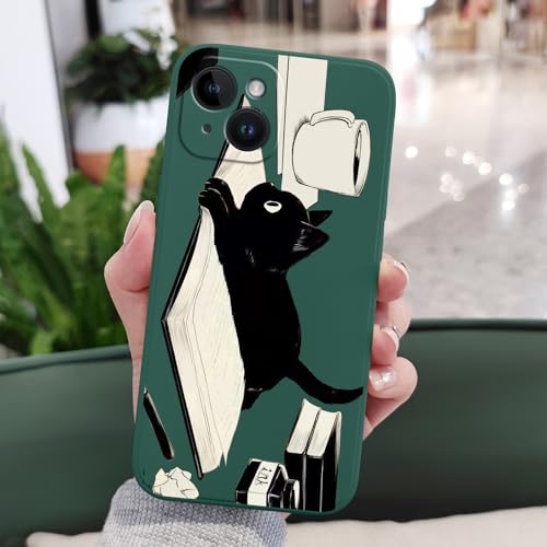 Coque iPhone 15 motif floral vert chat antichoc avec doublure douce - 3