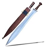 Massive 28-Inch Hand Forged Xiphos Sword - Greek Historical Design, Carbon Steel Blade, Rosewood Handle, Tempered & Sharpened - Viking Combat Sword with Sheath