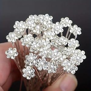 H-STYLE STORE 12 Pcs Bride Diamond Pearl Flower Tiara Wedding Pearl Flower Hair Pin, U-pin Metal Hair Accessorice for Women’s and girl H-STYLE STORE 12 Pcs Bride Diamond Pearl Flower Tiara Wedding Pearl Flower Hair Pin, U-pin Metal Hair Accessorice for Women’s and girl