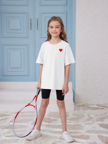 Image of ZDC Girls Short Sleeve T Shirts Kids Summer Oversized Tops Trendy Crewneck Basic Tees 5-14 Years