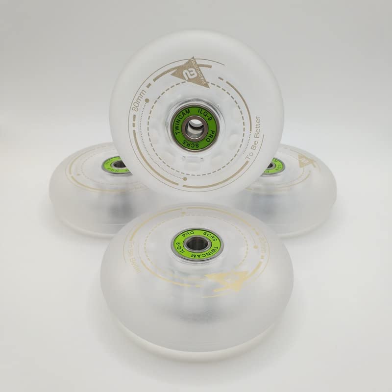 Lumineux Skateboard Roues Roue De Patin À roulettes Roue De Patin 72/76/80 MM 90A Blanc Transparent