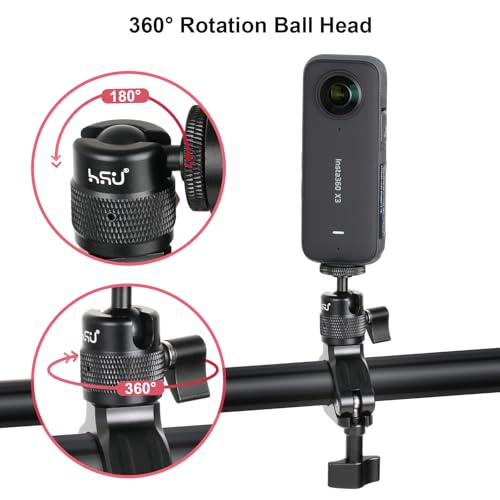Image of HSU Bike Handlebar Mount for GoPro, 0.31-1.38 inch 360 Rotation 1 /4-20 Ball Joint Seat Post for GoPro Hero 12 /11 /10 /9 /8 /7 /6 /5 /4, DJI Osmo Action AKASO Insta360 and Other Action Cameras