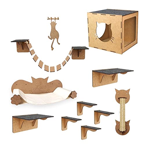 Melhor playground gatos kit 10 peças arranhador rede casinha ponte prateleira degraus