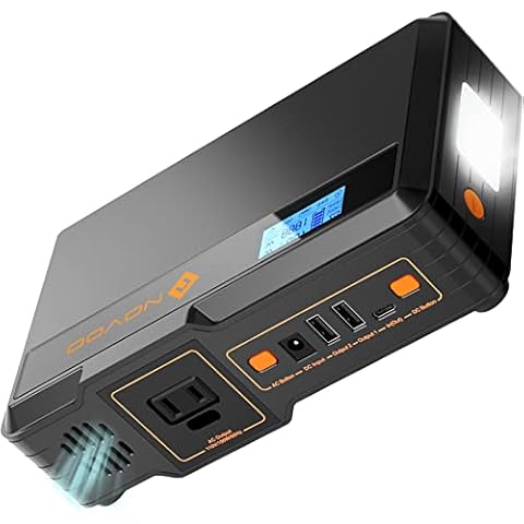 Novoo Portable Power Station 40000mAh/148Wh Lithium Battery Solar Generator with 230V/100W AC Outlet, USB C PD 60W In/Output, CPAP<100W, LED Light for Home Emergency, Power Outage, Outdoor RV Camping Cover
