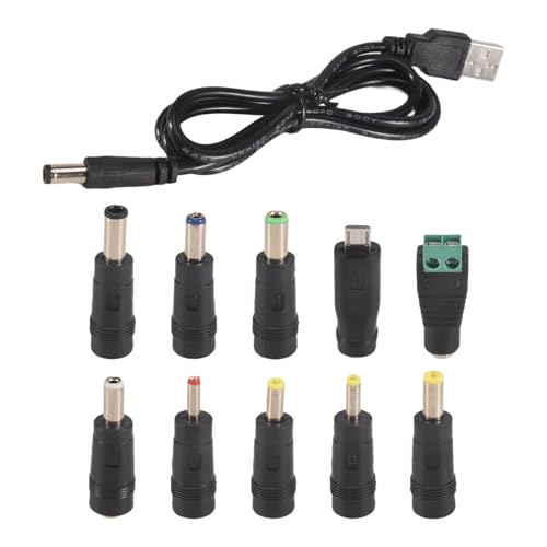 Xiniy Cable de AlimentacióN USB una CC Cable de Carga Universal USB una CC Jack Cable de AlimentacióN con 10 Adaptadores de Conectores de Enchufe Intercambiables