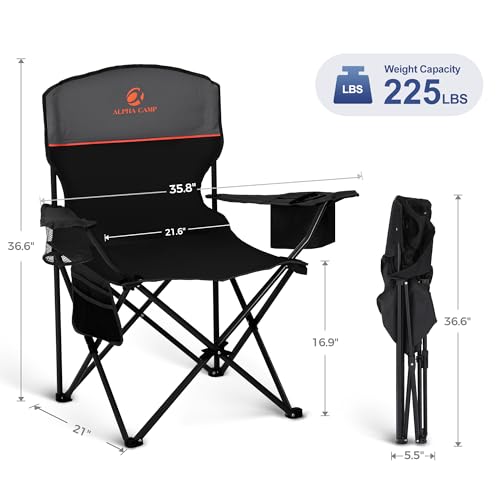 LET'S CAMP Camping Chair 2 Pack Folding Chair with 3-Can Cooler Bag Portable Lawn Chair with Cup Holder の商品画像 2