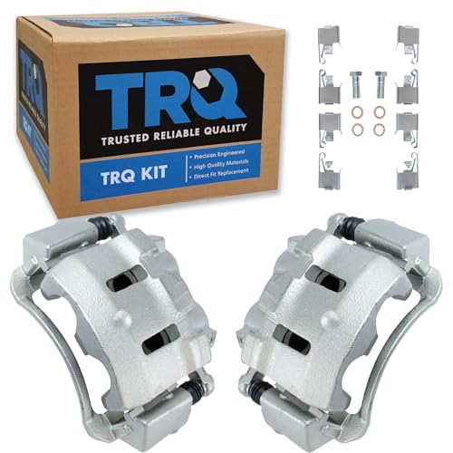Image of TRQ Front Driver and Passenger Side Brake Caliper Set Caliper Brackets Hardware Compatible with 99-04 Ford F-250 Super Duty 99-04 Ford F-350 Super Duty 00-05 Excursion