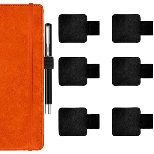 Gebrazy Stiftschlaufe Selbstklebend 6 Stück Stiftschlaufe Schwarz Pen Holder für Tagebuch PU Leder Pen Holder für Tagebuch mit Elastische Schlaufe für Tablet Tagebuch Kalender Notizbuch.