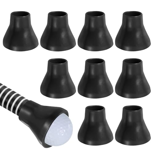 PATIKIL Golf Ball Retriever Grabber, 10 Pcs Golf Ball Suction Cup Grabber Rubber Putter Grip Picker Upper Tool for Golfers Putter Swing Handle Accessories, Black
