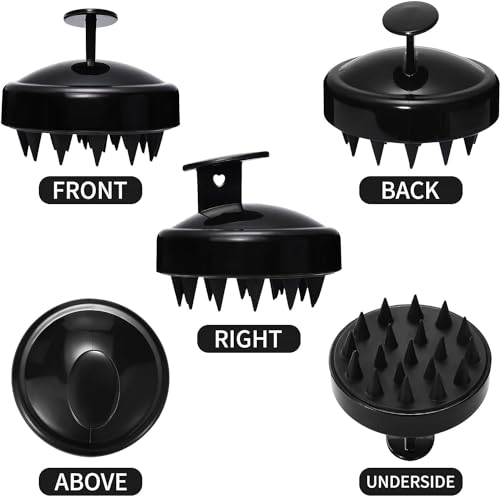 Image of LISHER Hair Scalp Massager Shampoo Brush with Ultra Long Soft Silicone Bristles Exfoliating Ergonomic Comb for Dandruff, Thick Curly Hair for Men Women (Black)