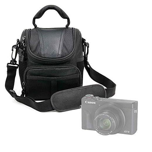 DURAGADGET Bolso Compatible con Cámara Canon PowerShot G5 X Mark II, Canon PowerShot G7 X Mark III - con Asa Y Bandolera De Transporte - Compartimentos para la cámara fotográfica Accesorios