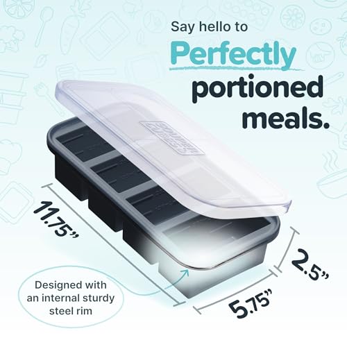Image of Souper Cubes 1 Cup Silicone Soup Freezer Mold with Lid, Charcoal, 1-Pack | 100% Platinum-Cured Silicone Freezer Cube, Oven and Microwave Safe, Perfect for Freezing Soup, Rice, Protein, Grains and More