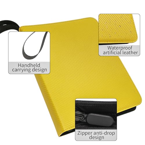 Image of Card Binder - 720 Capacity, Zippered Trading Card Holder for MTG, Sports & Collectible Cards - Acid-Free, Durable & Travel-Friendly Storage (Yellow, 9 Pocket)
