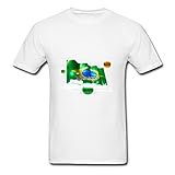 DonCole Men Tshirt Brazil Quality Tshirt, Flag of Brazil, Brazil T-Shirts, Brazil Custom Tees White/Large