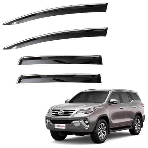 Image of CAR SAAZ Non-Breakable Smoke Door Visor for Fortuner Type 3(2016-2021)| Sun, Rain Wind Deflector | Strip Side Door Rain Visor - Set of 4 Pcs