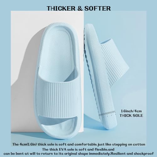 QJJQ Badeschuhe Herren Damen Cozislides Original Slippers Wolke Schlappen Super Weich Rutschfest Badelatschen Hausschuhe Sommer Pantoletten Badeschlappen Flip Flops,Blau, 40-41 EU