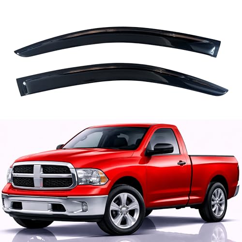 Image of KPY Rain Guards Fit for 2009-2018 RAM 1500 Regular Cab, 2019-2024 RAM 1500 Classic, Out-Channel Window Visors Vent Wind Deflector 2PC, Truck Accessories for 2010-2025 RAM 2500 & 3500 (Single Cab Only)