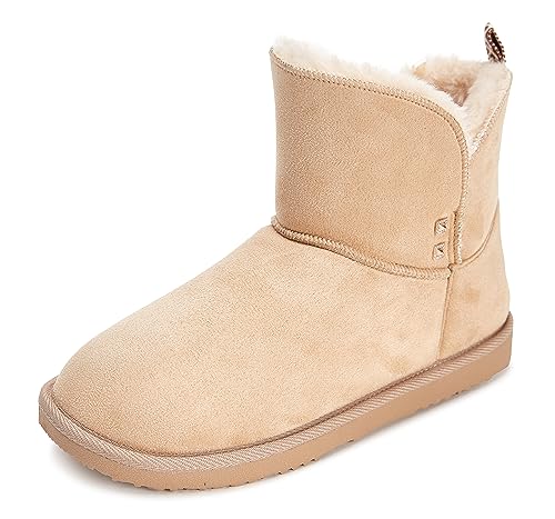Floopi Warm Winter Boots for Women- Classic Ankle Cut, Eco-Friendly Suede Exterior, Faux Fur- Plush Interior- Anti-Skid Flat Sole, Casual Everyday Wear4