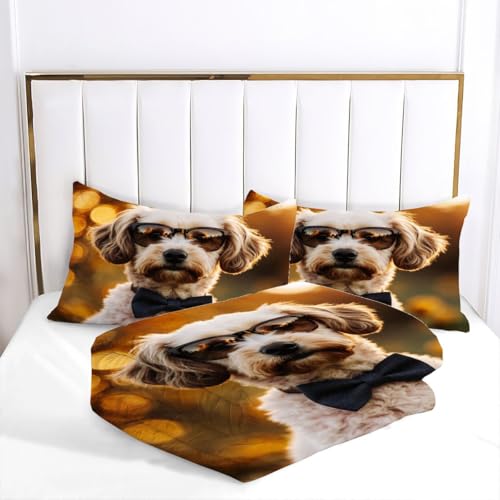 Couette 200 x 200 cm Chien avec 2 taies d'oreiller microfibre - 4