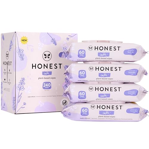 Image of The Honest Company Calm + Cleanse Naturally Scented Wipes | Cleansing Multi-Tasking Wipes | 99% Water, Plant-Based, Hypoallergenic | Lavender, 240 Count