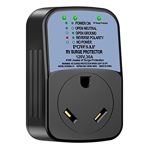 POWSAF Protable rv Surge Protector 30 amp, rv Voltage Protector, Monitor with Surge Protection, 4100 Joules, 30 Amp Male to 30 Amp Female Cover