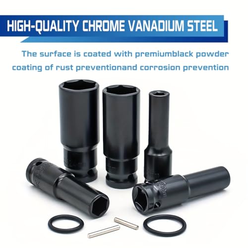 Image of Harboan 14 Pieces 1 /2-Inch Square Drive 78mm Deep Impact Socket Hex Set, 6-Point Standard Metric Sizes CR-V Steel 10mm to 24mm (14 in 1) (14 in 1 impact socket set)