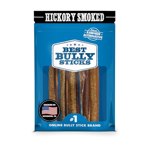 Best Bully Sticks Hickory Smoked 6 Inch Bully Sticks - 5 Count (Pack of 1) - Natural, Smoky, Grain and Odor-Free, No Additives