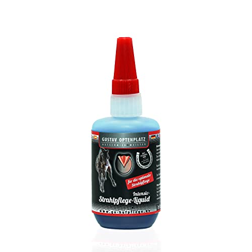 Gustav Optenplatz Premium Intensiv Strahlpflege Liquid Hufpflege für Pferde bei Strahlfäule leichtes auftragen ohne Biozid Anti Doping (59ml)