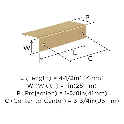 Image of Amerock Edge Pulls 3-3 /4 inch (96mm) Center-to-Center Champagne Bronze Cabinet Edge Pull - 25 Pack