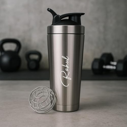 Image of Giftana Rakhi Gift Set for Brother, Personalized Gym Shaker Bottles, RadhaKrishna Rakhi with Brownie Brittle, Roli Chawal Set for Raksha Bandhan Gift for Brother, Bhai, Customized Gym Shaker 750ml