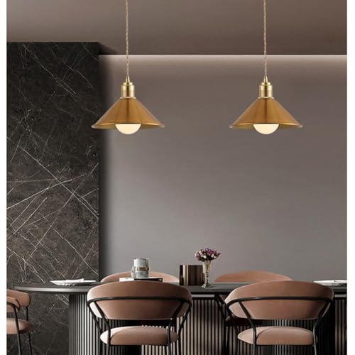 Lampe suspendue îlot de cuisine style industriel rétro dorée