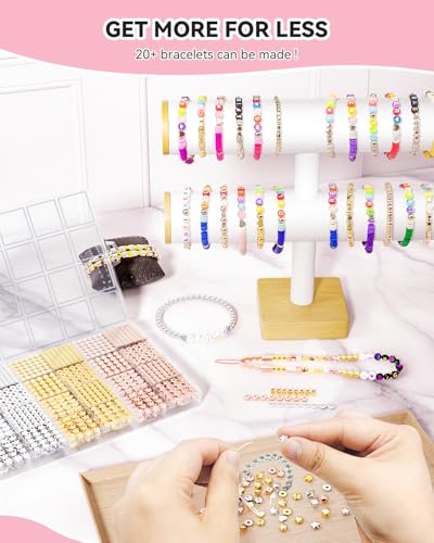 ARTDOT Kit de 1740 contas de ouro para fazer pulseiras da amizade, 8 formas organizadas para fabrica